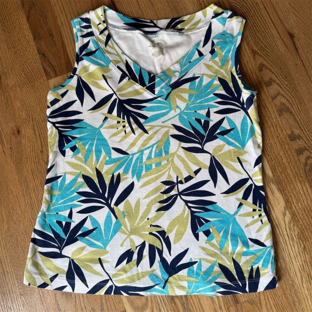White Stag Women's Sleeveless Tropical Floral Tank Top Size Small